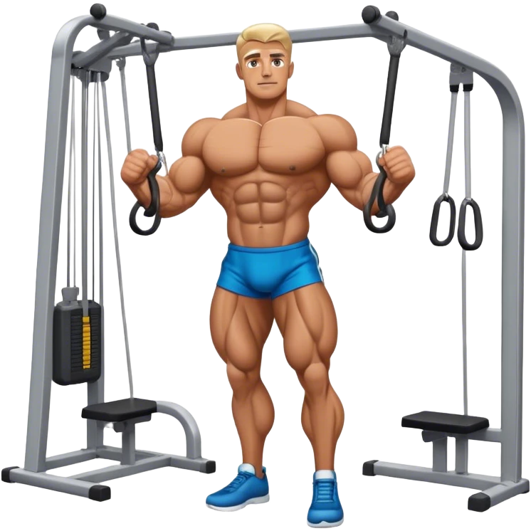 standing bodybuilder hip abduction cable machine exercise emoji