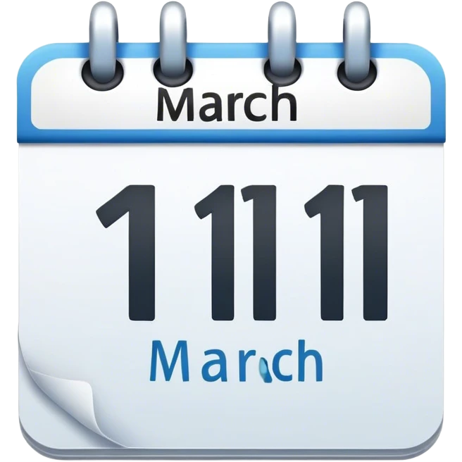 calendar emoji with 11 March emoji