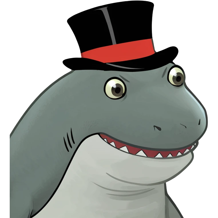 Shark with a top hat emoji
