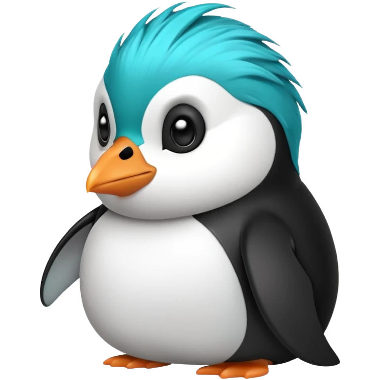 penguin with turquoise hair emoji