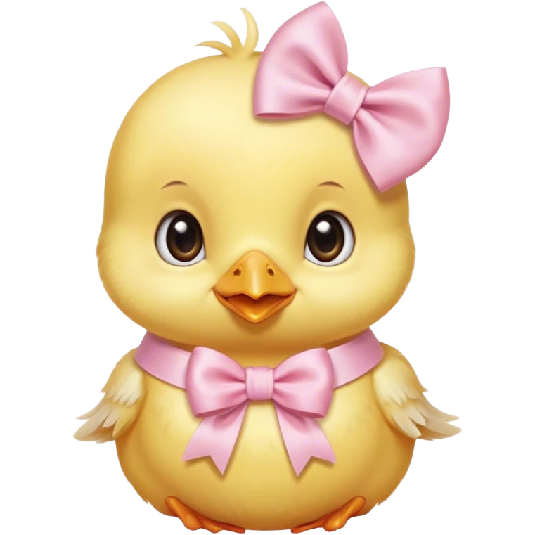 CuteBaby chick with light pink bow around neck emoji