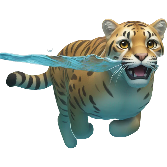 very big cat swimming emoji