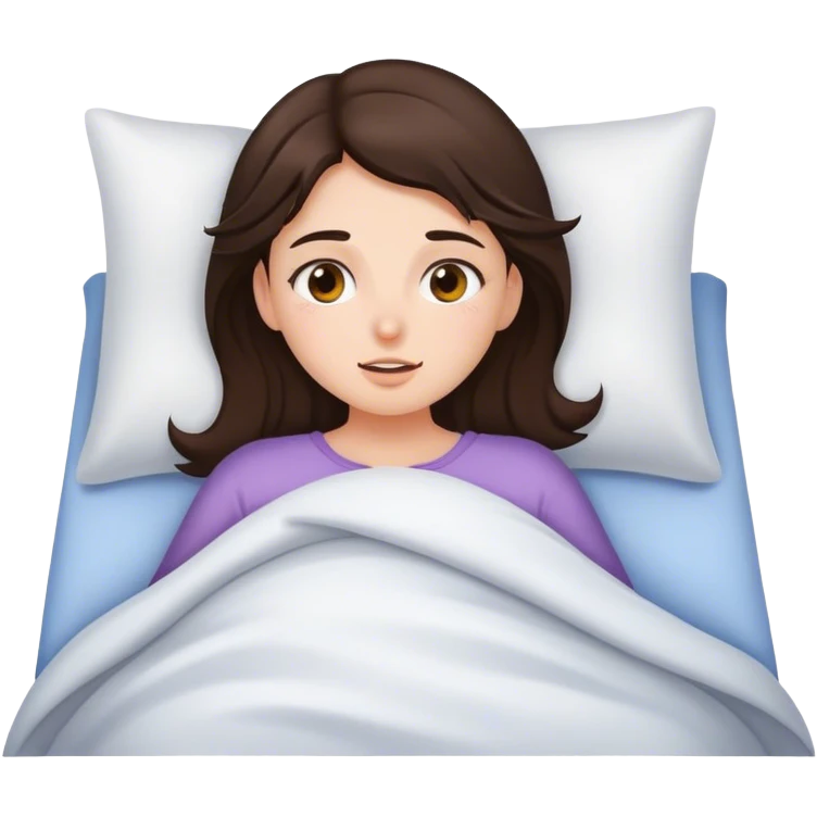 brunette girl waking up emoji