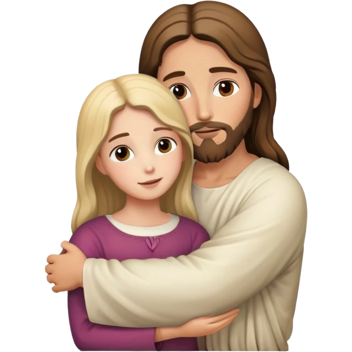 Jesus hugs a girl emoji