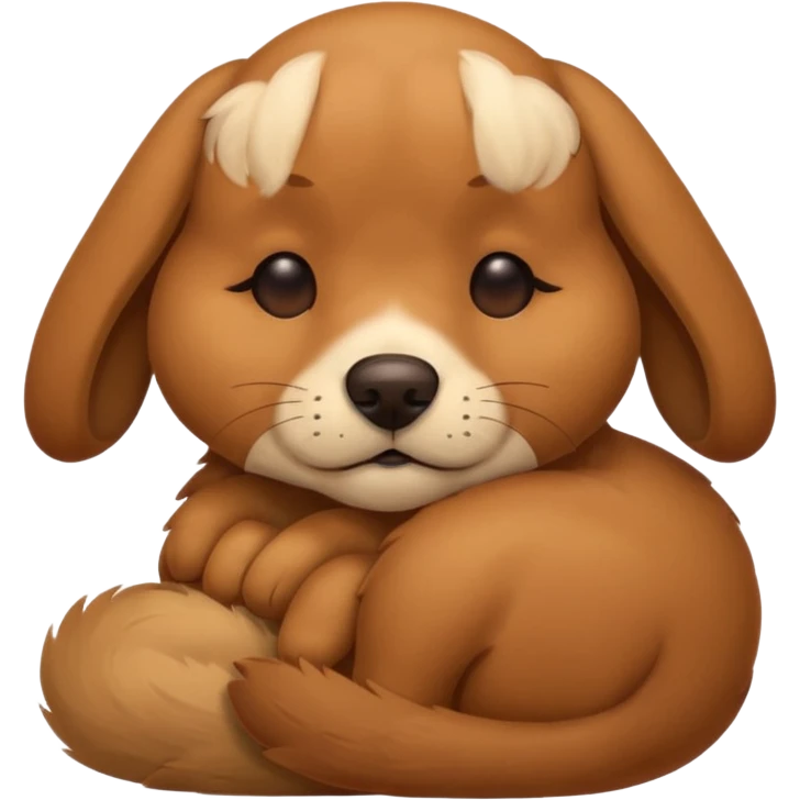 Brown dog closing eyes emoji