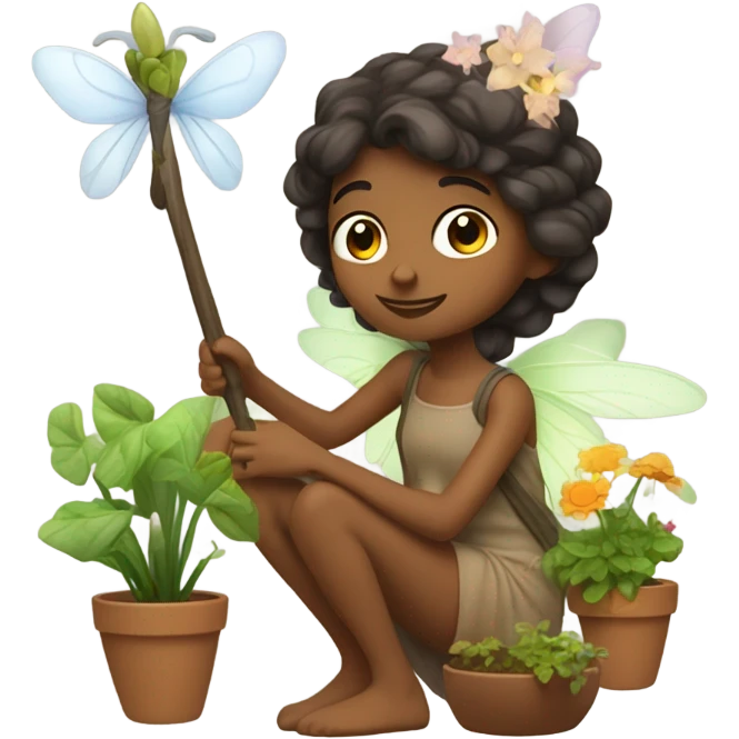 A brown fairy gardening  emoji
