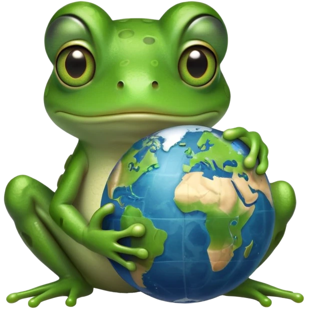 Frog holding a globe emoji