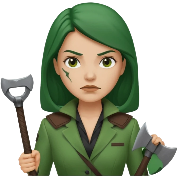 female executioner in green suit emoji