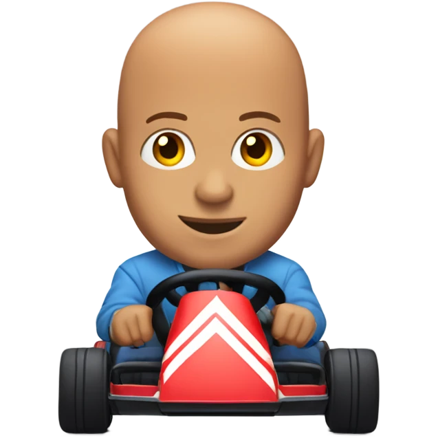 Bald man with hair on the sides of his head driving a gokart emoji
