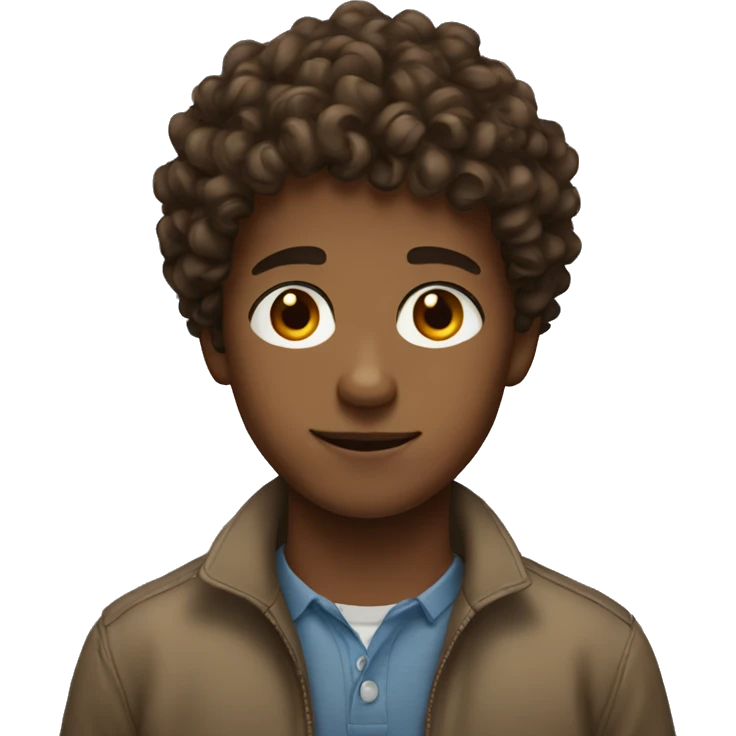 Boy with Brown Curly hair with eyes  emoji