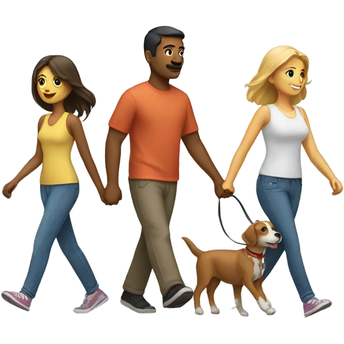 Couple walking dog emoji