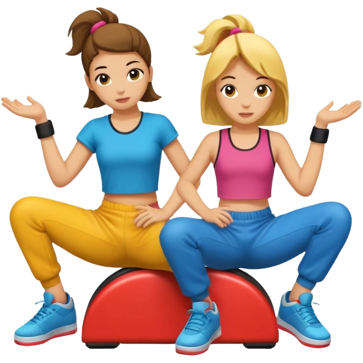 2 girls sitting in breakdance ride emoji