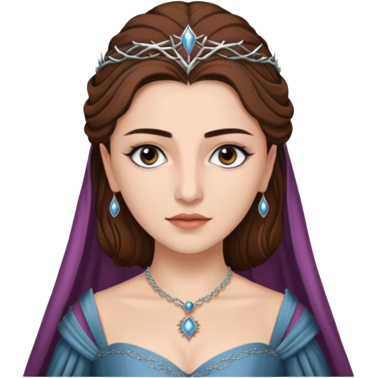 Hande Erçel as a lady from game of thrones from Starfall. Her eyes are gray. emoji