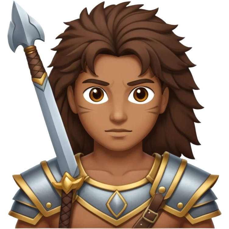 Ancient warrior kinky brown hair emoji
