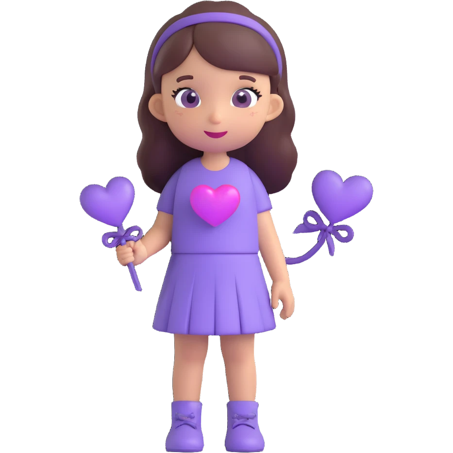 girl with purple hearts emoji