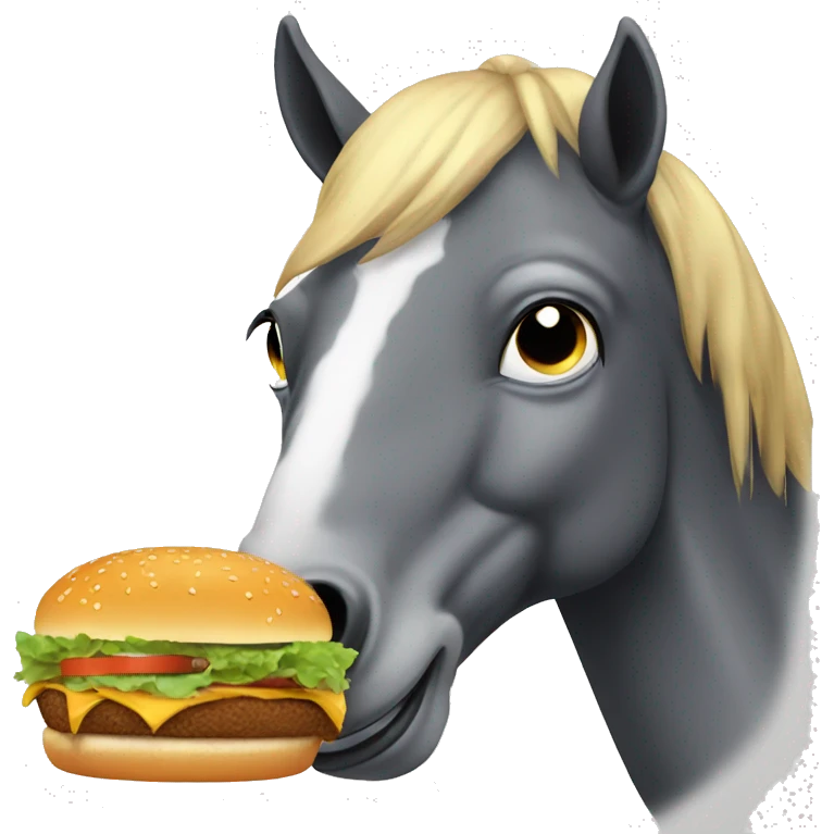 horse eating burger emoji