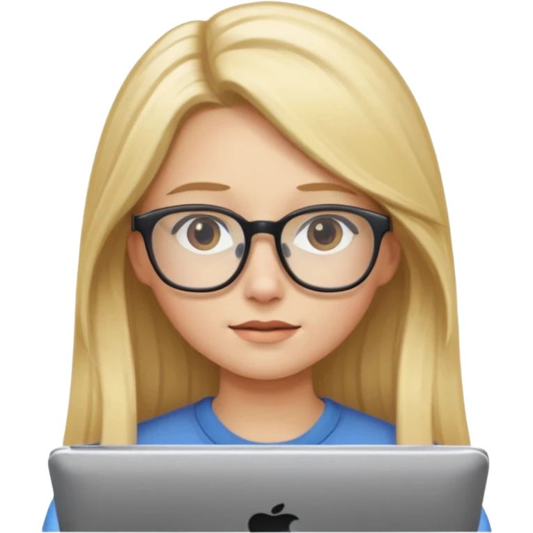 je voudrai un emoji d'une fille aux cheveux longs et blonds avec des lunettes entrain de faire de l'écran emoji