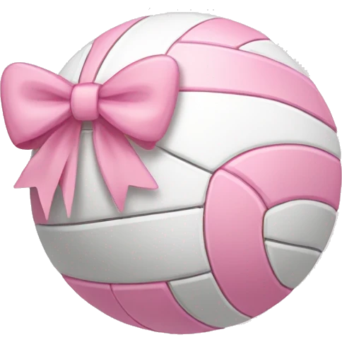 Light pink and white volleyball with light pink bow on top emoji