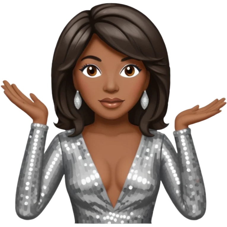 Mary Wilson from The Supremes with dark brown hair, silver outfit emoji