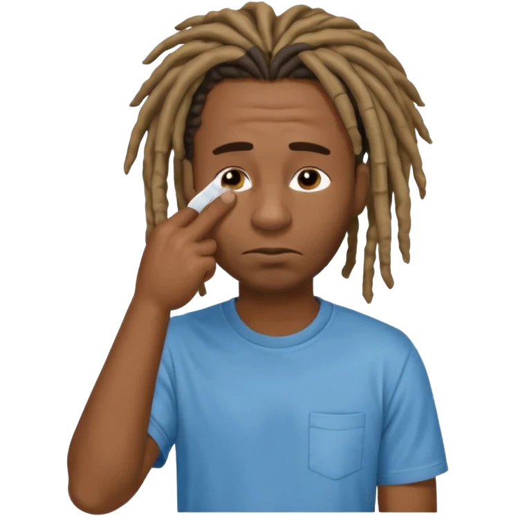 Black man with dreads wiping his nose perpendicular with index finger emoji