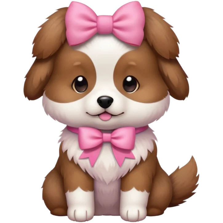 dog with pink bow sitting pose emoji