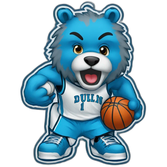 Dublin basketball mascot logo blue bear emoji