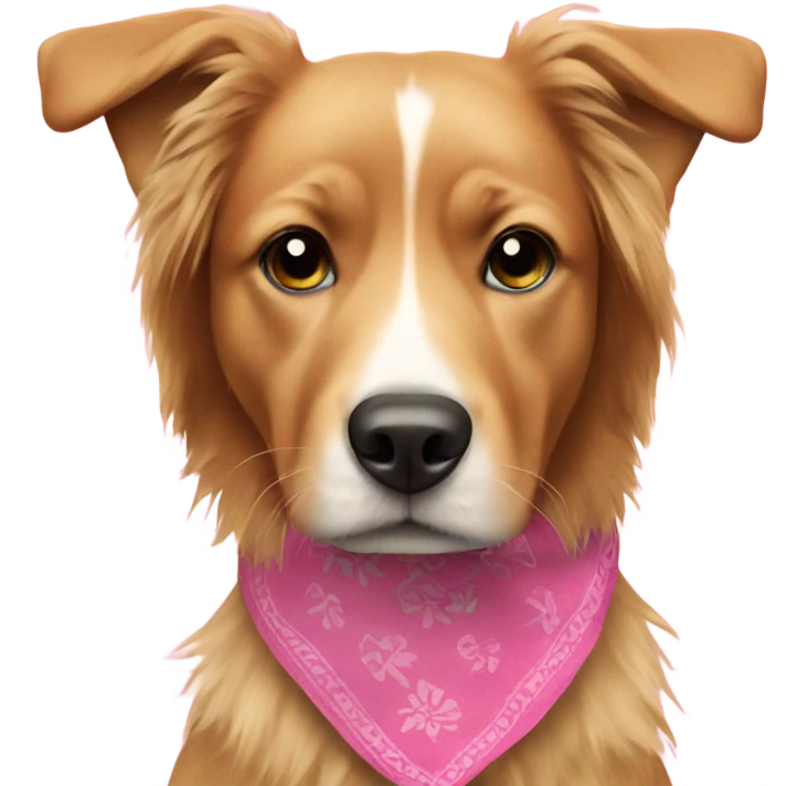 dog enjoying grass outdoors with pink bandana emoji