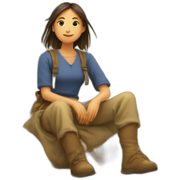 Fille assise sur une motte de paille emoji