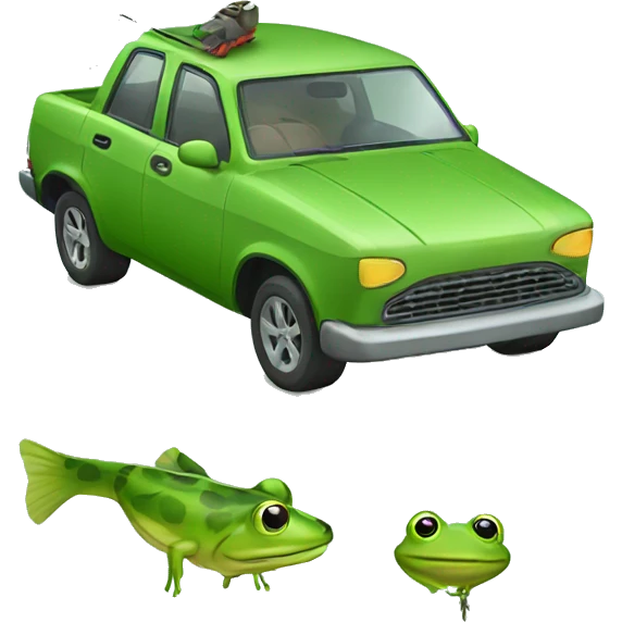 Car fishing with frog emoji
