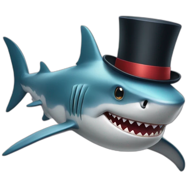 Shark with a top hat emoji