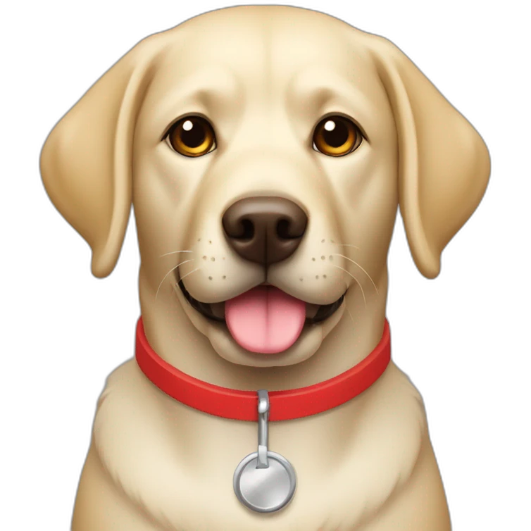 labrador with red collar with the vet emoji
