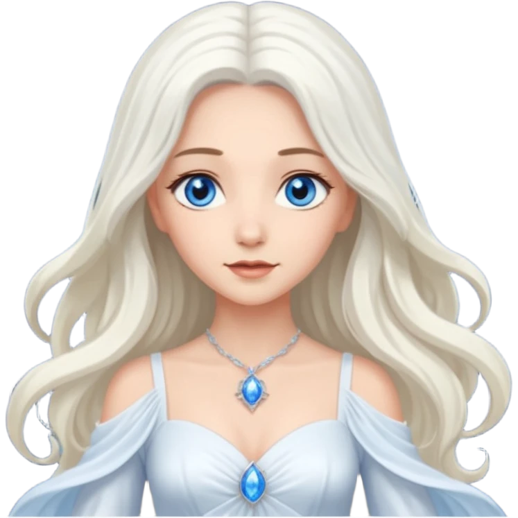 Good Witch of the North from the Wizard of Oz with light skin, blue eyes, white long hair, white outfit emoji