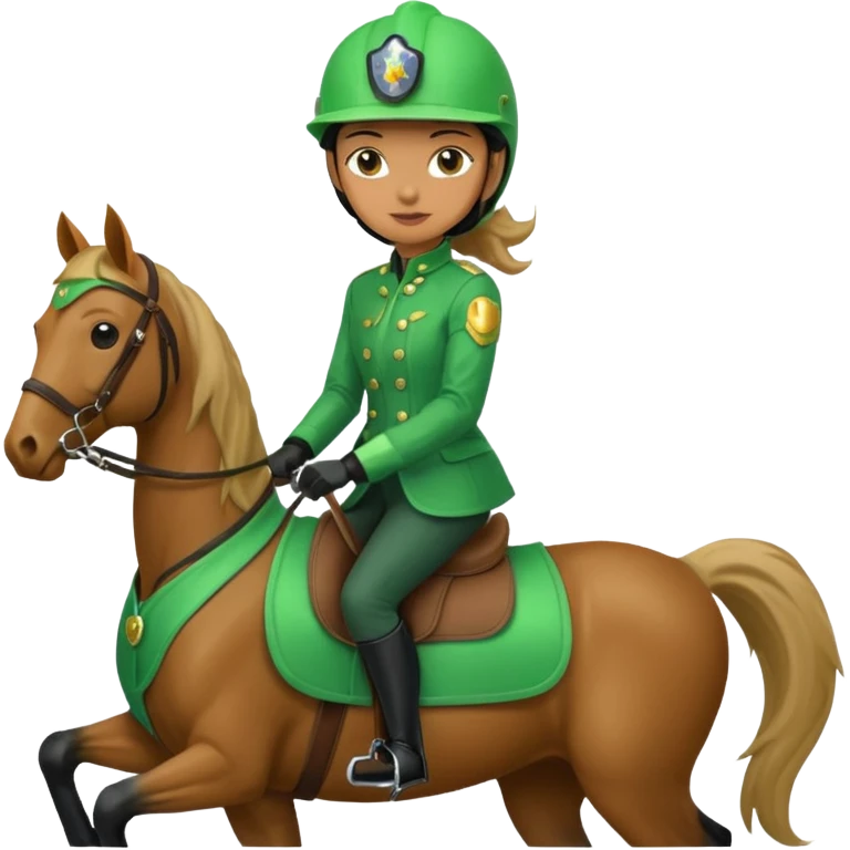 Emoji of a woman riding a green horse emoji