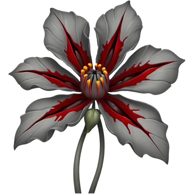 Grey creepy flower with red and blood on inside emoji