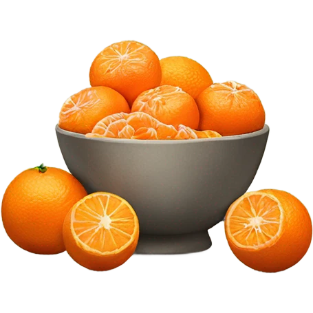 tangerines with pealed tangerines on a bowl  emoji