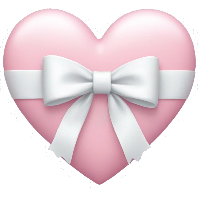 Pastel pink heart with white bow emoji