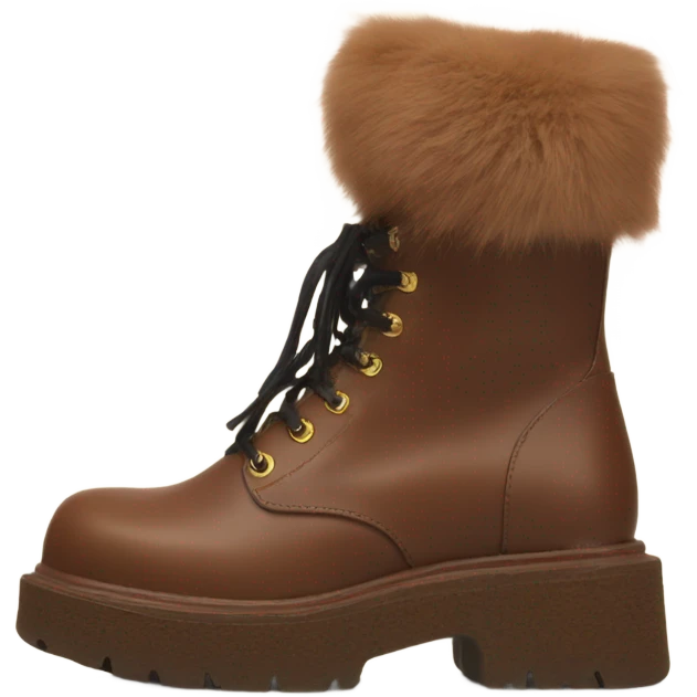 Platform UNIF boots brown fur emoji