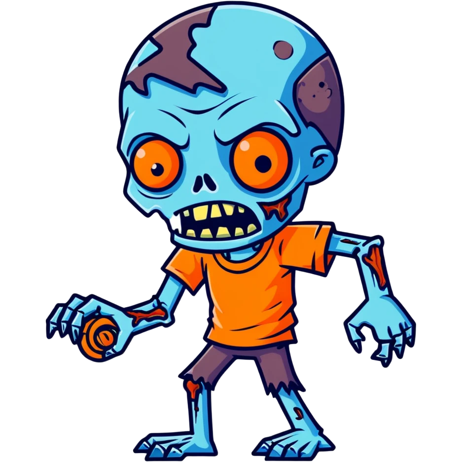 cartoon style zombie, blue skin, missing arm emoji