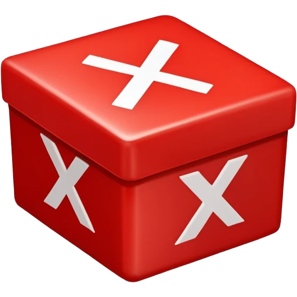 2D thick glowing red square box with white X mark inside emoji