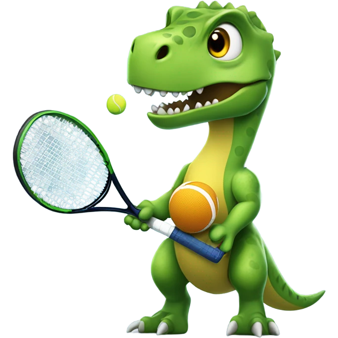 Dinosaur with tennis racket and tennis ball  emoji