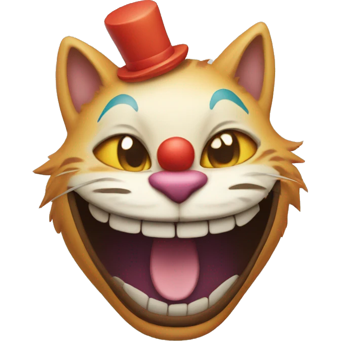Cat with a clown smile emoji
