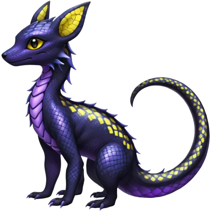 Shiny beautiful gorgeous ethereal Scaley Exotic Salandit-Umbreon-Fakémon-hybrid-creature (full body) emoji