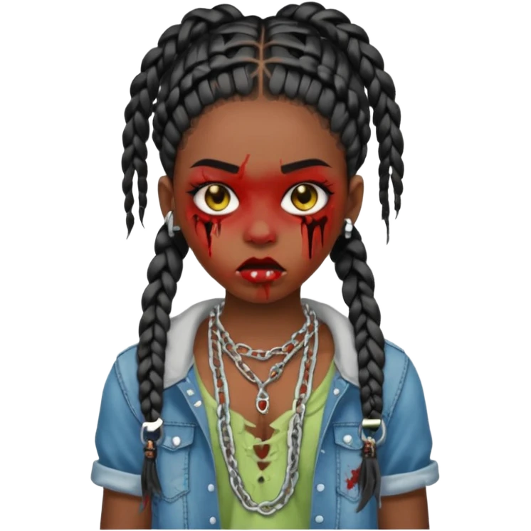 swag zombie black girl with braids emoji