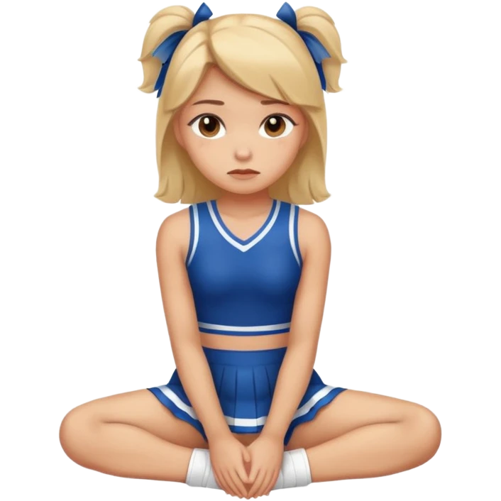 Sad cheerleader sitting with her knees pulled to her chest emoji