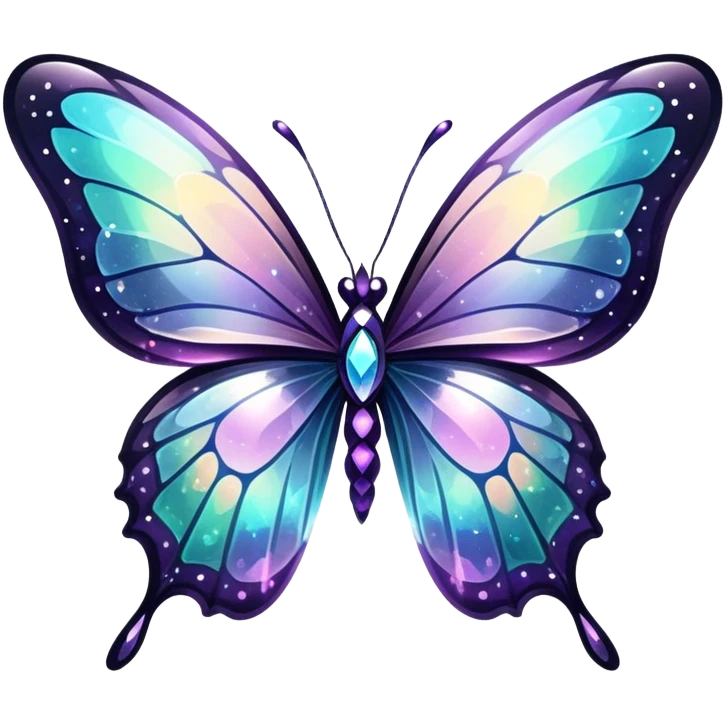 Dark Nebula Sparkly glossy glittery Pastel iridescent transparent bio-luminescent glass crystal butterfly emoji