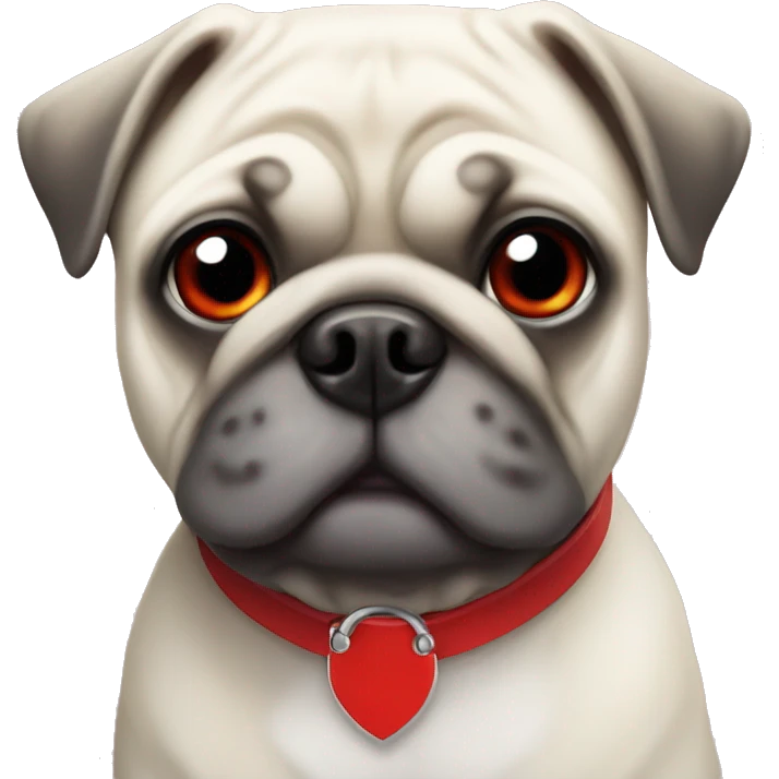 White pug with red collar  emoji
