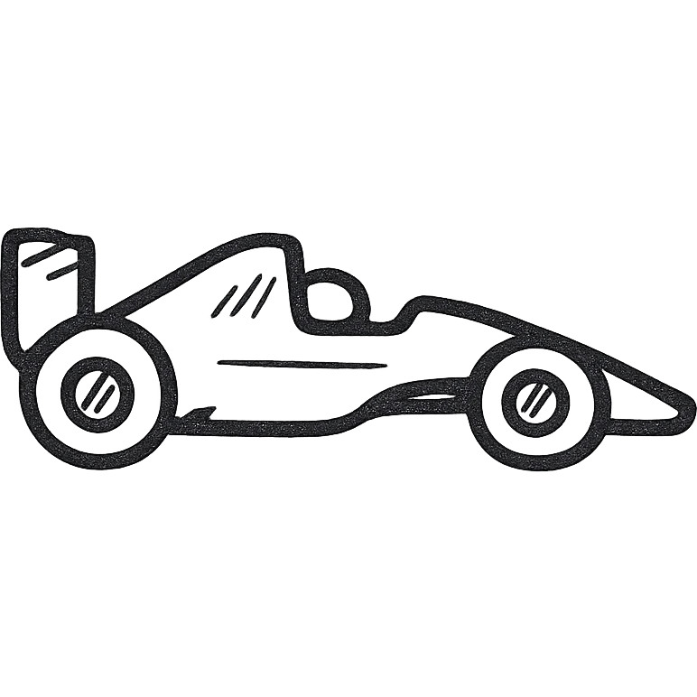 A race car in the style of hand drawn emoji