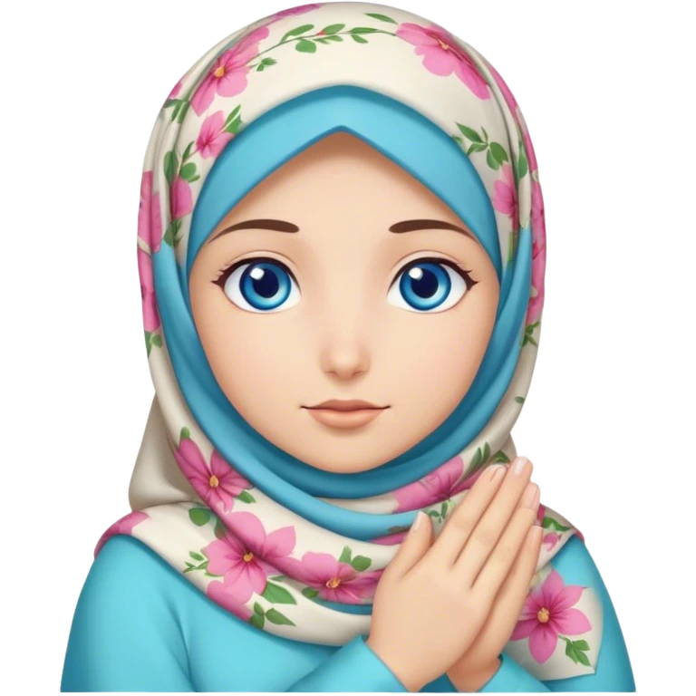 Turkish beautiful finish Konya girl blue eyes with floral hijab and dua  emoji