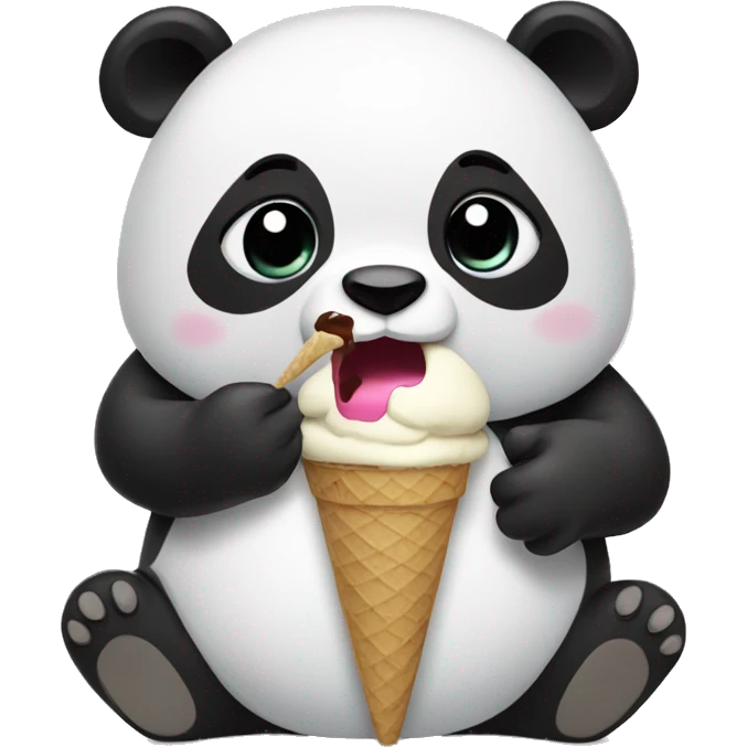 Panda eating ice cream emoji