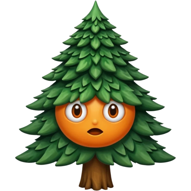 sapin avec deux gros yeux orange, pas de bouche emoji